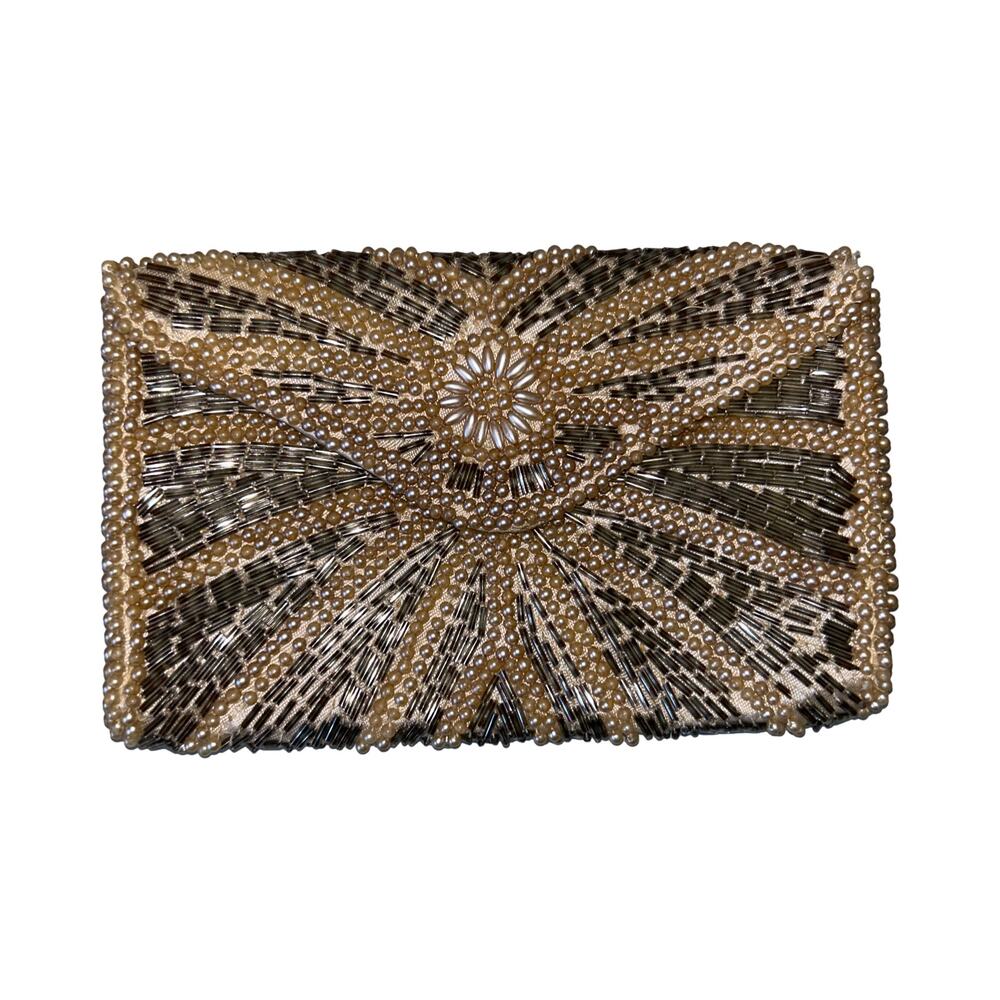 Vintage 1950s–60s Hand‑Beaded Clutch — Made in Japan